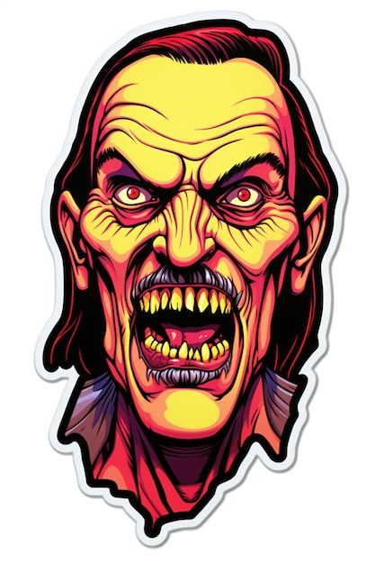 Foto zombie gezicht sticker geïsoleerd op een witte achtergrond
