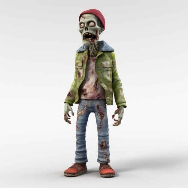 Foto zombie guy in giacca e cappello in stile vray di etam cru