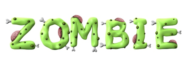 Photo zombie halloween word made from green zombie lettering