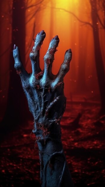 Zombie hand Halloween background with zombie hand AI Generated