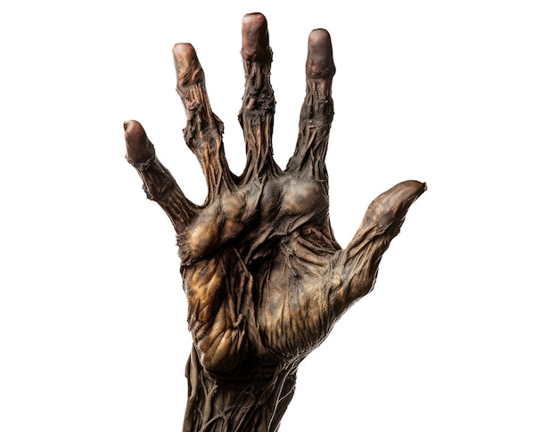 Zombie hand isolated on white background Generative AI