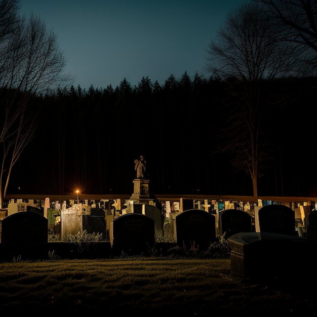 Photo zombie hand rising out of a graveyard in spooky night