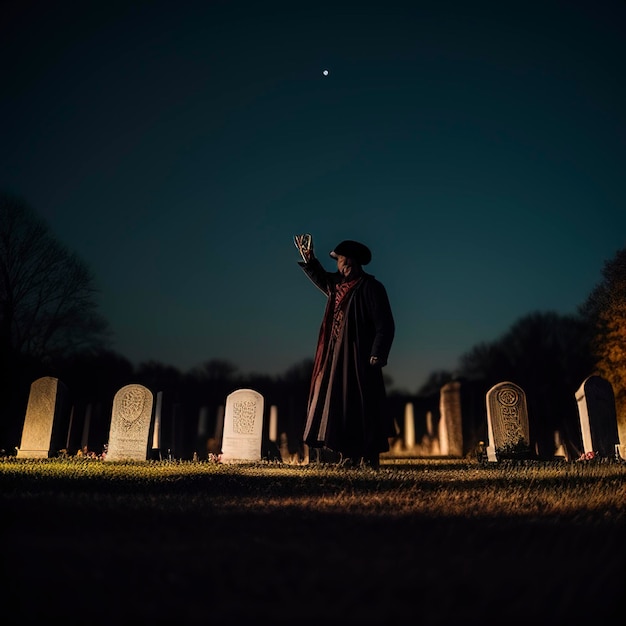 Zombie Hand Rising Out Of A Graveyard In Spooky Night