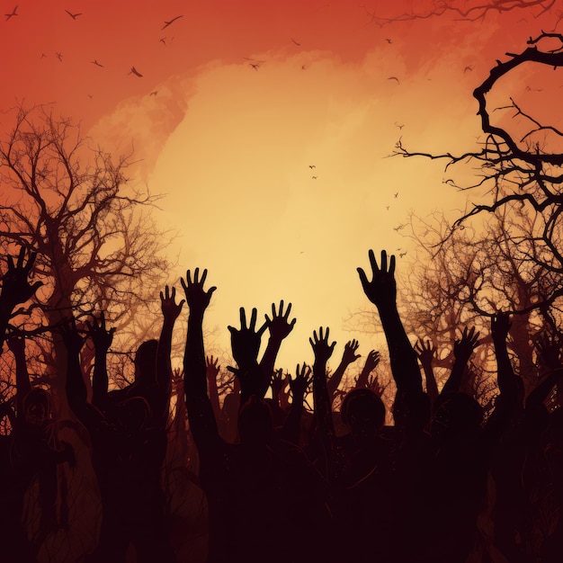 Zombie Hands Silhouette illustration AI generated Image