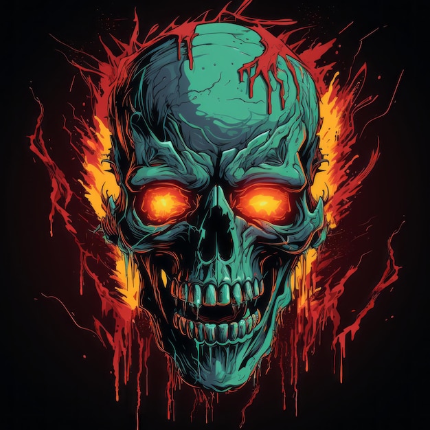 Zombie head vector illustration design isolated on dark