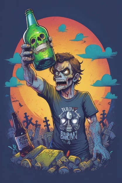 Zombie illustration with beer art