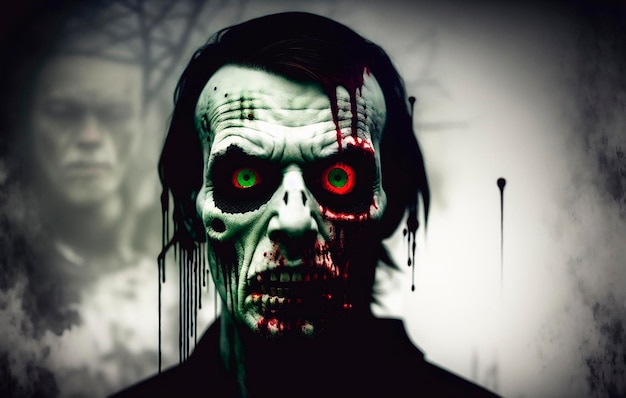 Зомби-человек хэллоуин фильм ужасов в стиле генеративного искусственного интеллекта