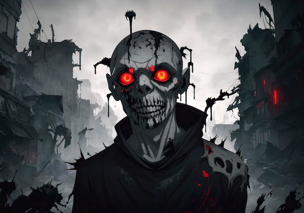 Zombie man in de stad's nachts Halloween Horror