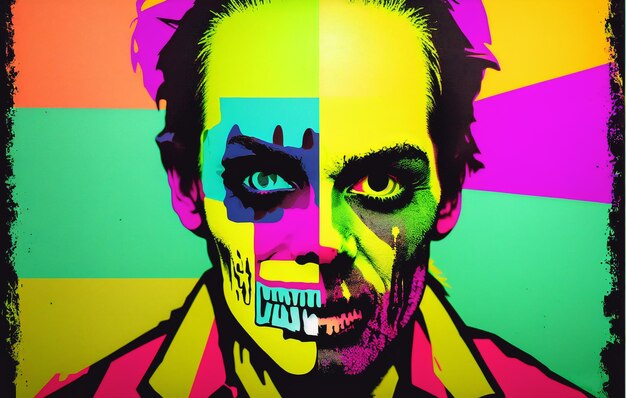 Zombie man portrait in pop art comic style generative ai