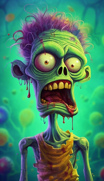 Zombie met bloed op zijn lichaam Halloween achtergrond 3D illustratie
