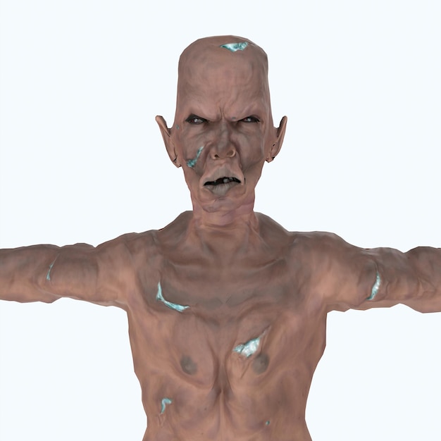 Foto modellazione 3d di orchi zombi