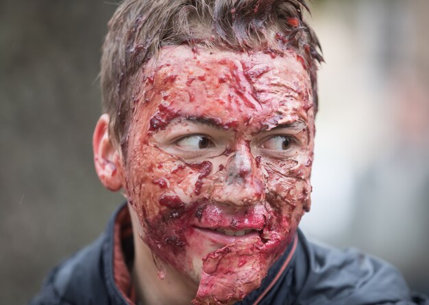 Zombie parade in the streets of Kiev