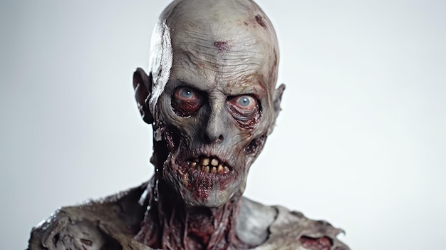 Zombie Stares At Camera On White Background