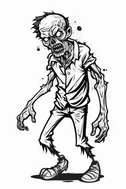 Premium AI Image | Zombie style of coloring book white background ...