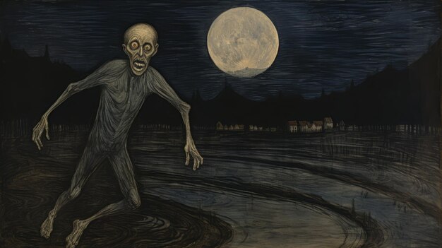 Photo zombie in water a haunting artwork by eilif peterssen