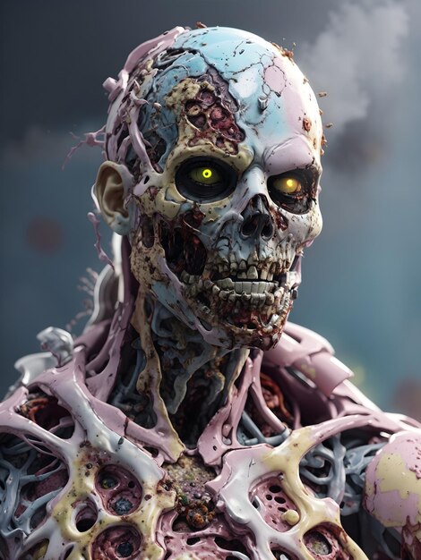 zombie with body melted by chemical infection