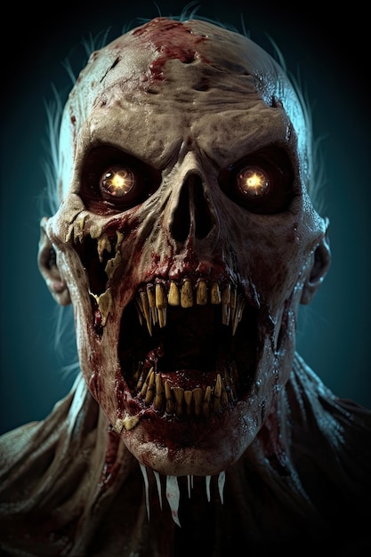 A zombie with glowing eyes