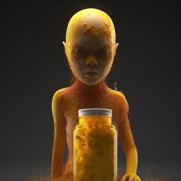 zombie young little girl made of orange juice