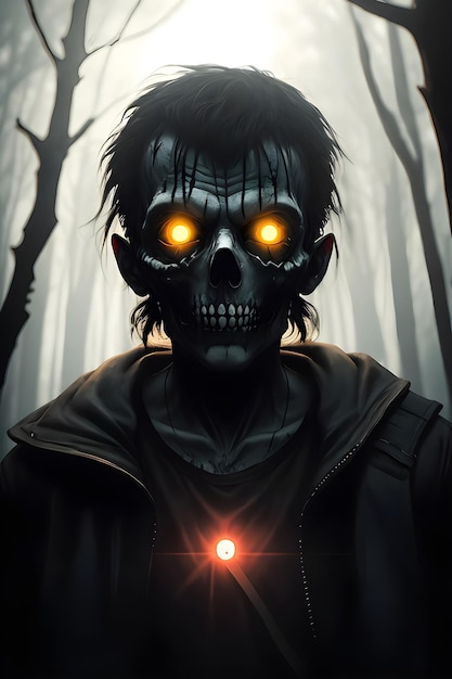 Zombielijk in het donkere bos Halloween-concept