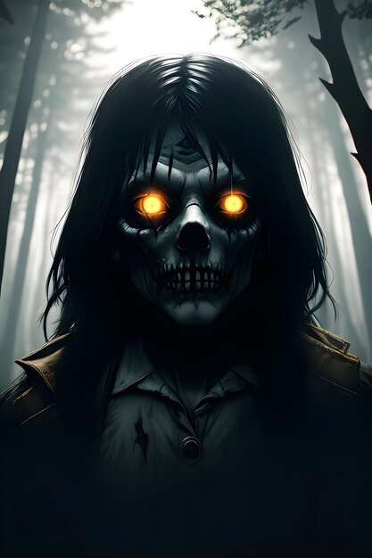 Foto zombielijk in het donkere bos halloween-concept