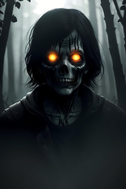 Zombielijk in het donkere bos Halloween-concept