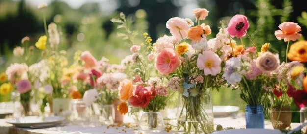 Zomer bruiloft bloemen tafel decoratie