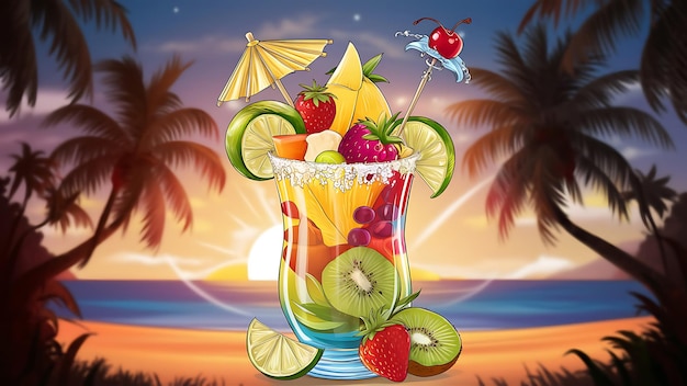 Zomer cocktail illustratie