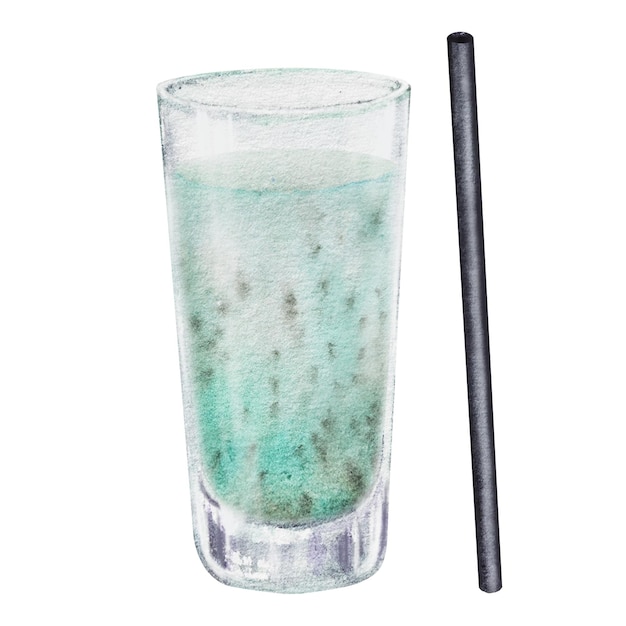 Zomer cocktail set glazen glazen en glazen met kleurrijke dranken Hand getekende waterverf illustratie voor recepten voor alcohol lijsten met dranken