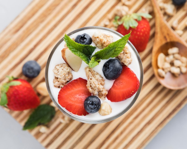 Zomer gezonde smoothie bovenaanzicht