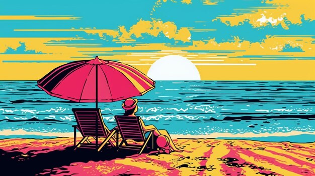 Zomer in Pop Art-stijl met een ontspannende achtergrond