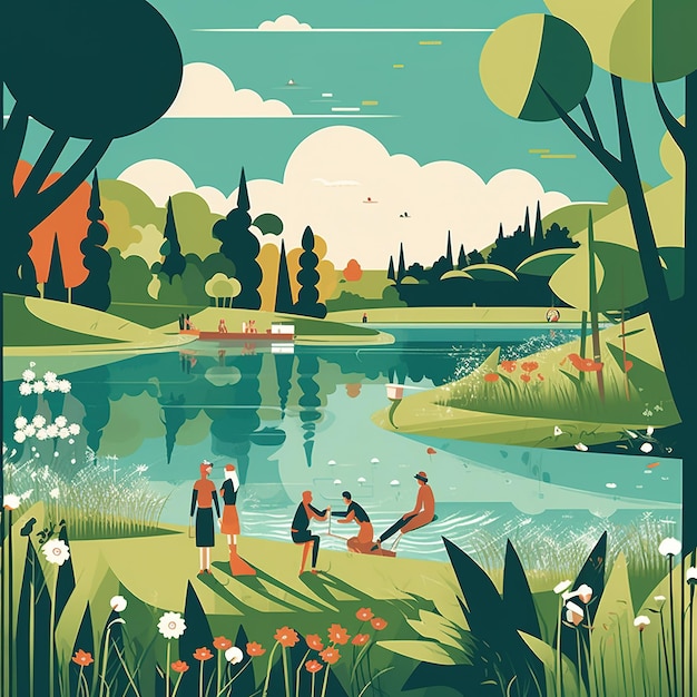 Zomer landschap illustratie