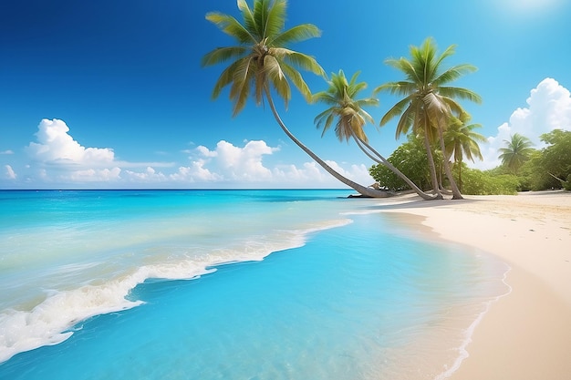 Zomer landschap ontspannen op het paradijs strand blauwe zee en schoon zand met kopie ruimte