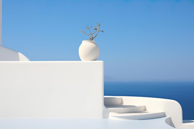 Foto zomer mediterrane prachtige witte en blauwe minimalistische gebouw