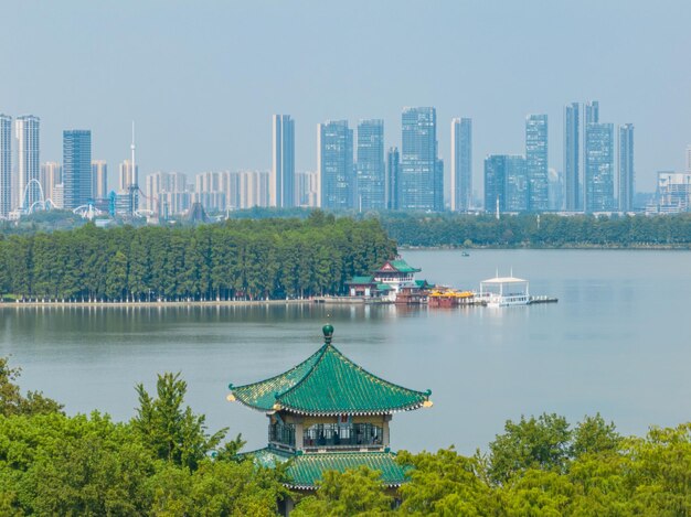 Foto zomer natuursceneren van wuhan east lake scenic area