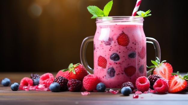 Zomer smoothie achtergrond illustratie AI GenerativexA