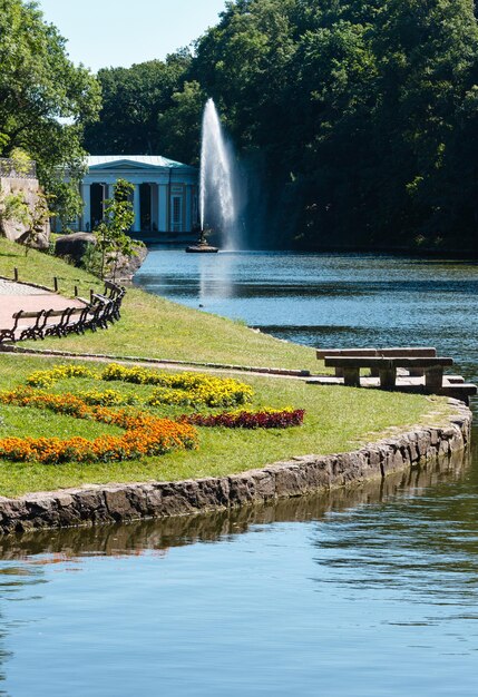 Zomer Sofiyivka Dendrologie Park Fontein Slang Uman Oekraïne