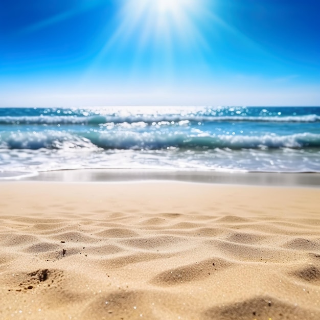 Zomer strand achtergrondStrand en zonneschijn met blauwe lucht