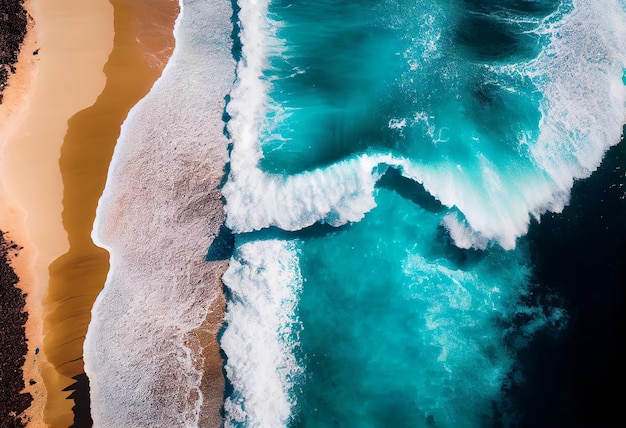 Zomer strand bovenaanzicht van zachte blauwe oceaan golf illustratie