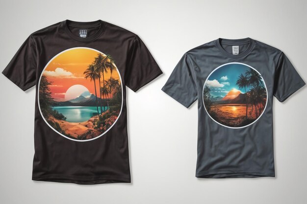 Foto zomer t-shirt ontwerp zee strand t-shirt sjabloon
