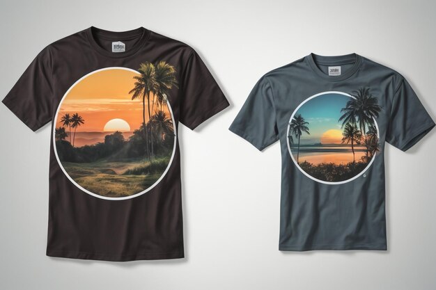 Foto zomer t-shirt ontwerp zee strand t-shirt sjabloon