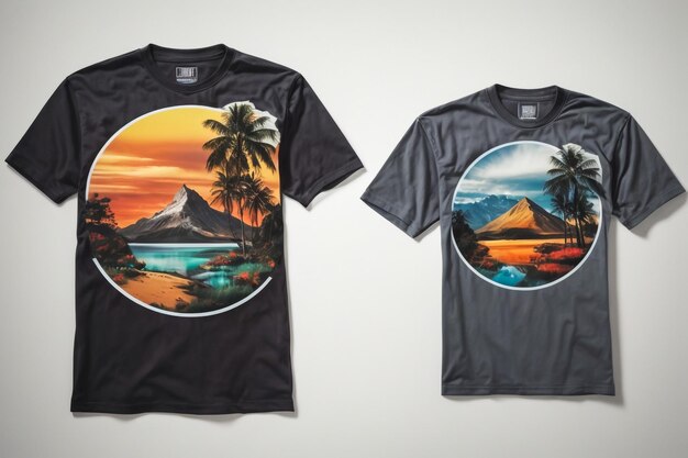 Foto zomer t-shirt ontwerp zee strand t-shirt sjabloon