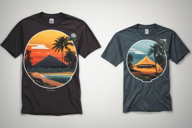 Foto zomer t-shirt ontwerp zee strand t-shirt sjabloon