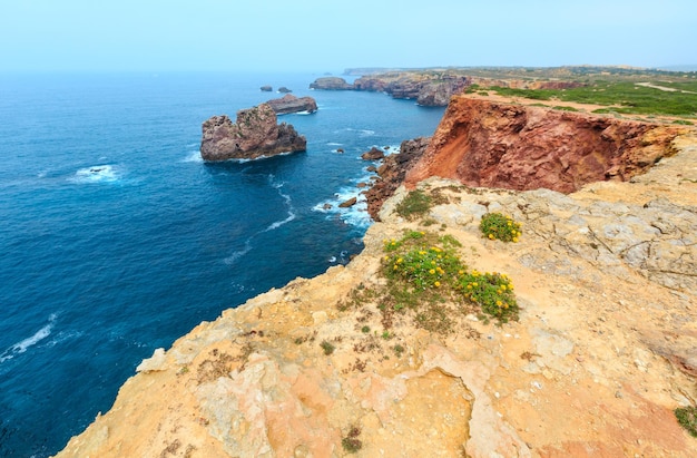 Zomer uitzicht op de Atlantische rotskust, Carrapateira, Aljezur, Algarve, Costa Vicentina, Portugal.