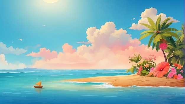 zomer vector achtergrond met strand illustraties