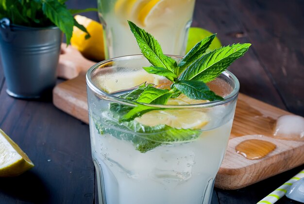 Zomer verfrissend drankje met citroen en munt, mojito