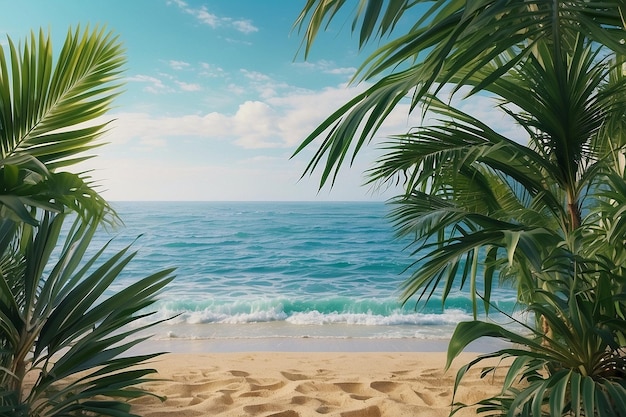 Zomer vibes met palmbladeren en oceaan landschap ar c v