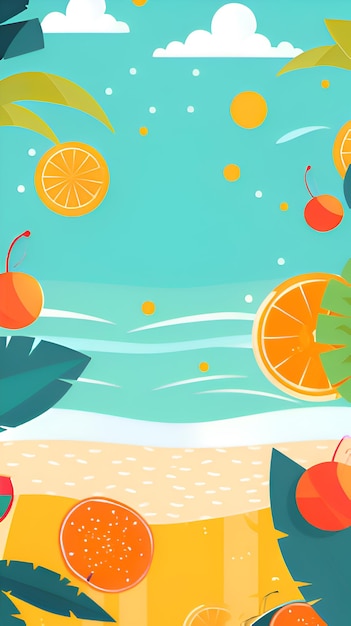 Foto zomerachtergrond met citrusvruchten en zee-elementen
