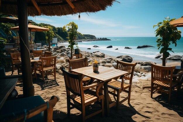 Zomerdag een tropisch zandstrand palmbomen en zee paradijs vakantie 1334jpg