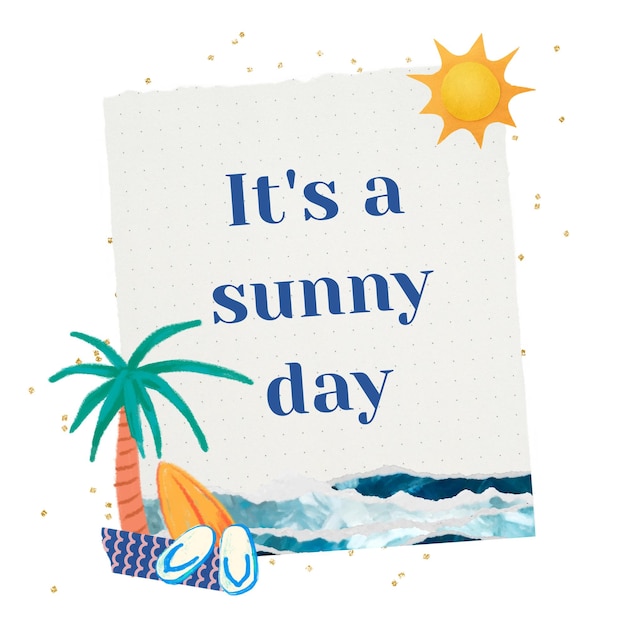 Zomerdag woorden png sticker esthetische collage transparante achtergrond