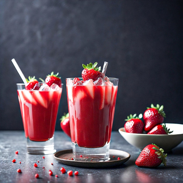 Foto zomerdrank met aardbeien